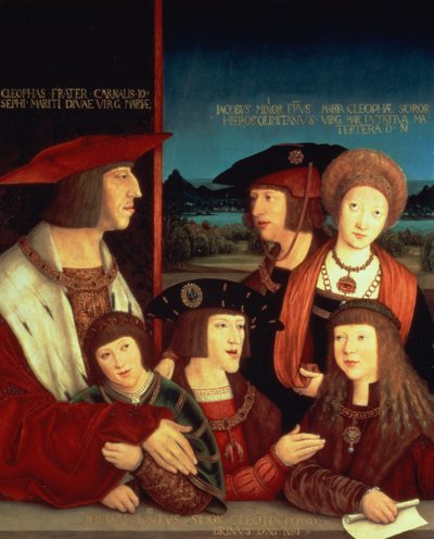 Maximilian I with his first wife Mary of Burgundy between them their son Philip I Spain and King of Castile (the Fair), his sons Charles V, Ferdinand I by Bernhard Strigel